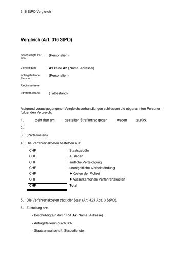 Vergleich (Art. 316 StPO) - KSBS