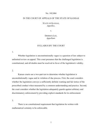Kansas Court of Appeals - 102004 â State v. Lee