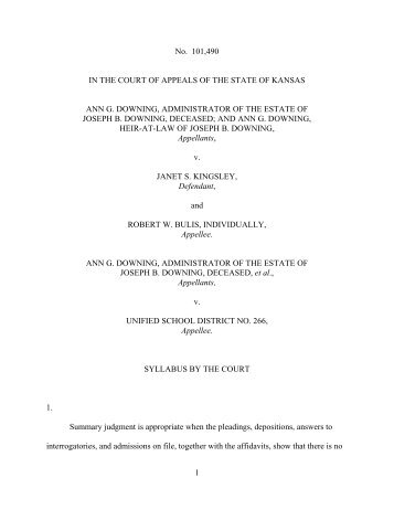 Kansas Court of Appeals - 101490 - Downing v. Kingsley