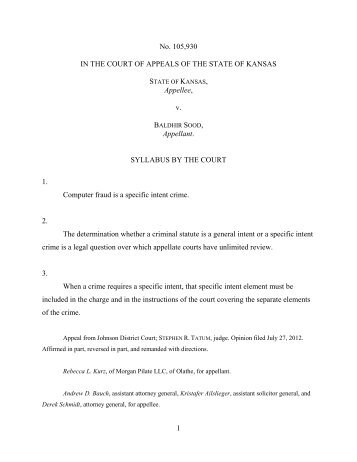 Kansas Court of Appeals - 105930 â State v. Sood