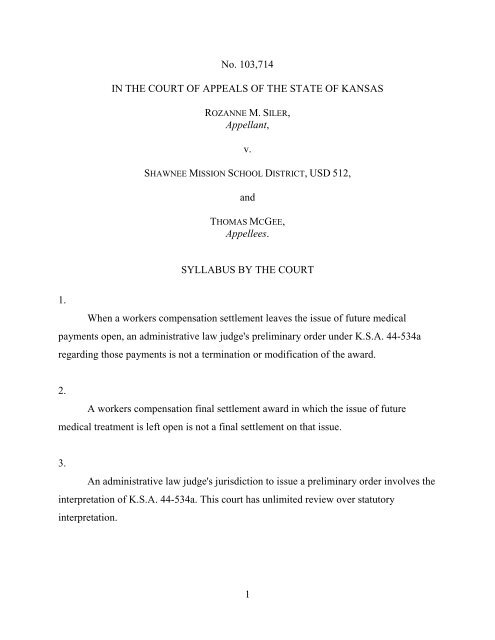 Kansas Court of Appeals - 103714 â Siler v. U.S.D. No. 512