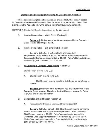 APPENDIX VIII Examples and Scenarios for Preparing the