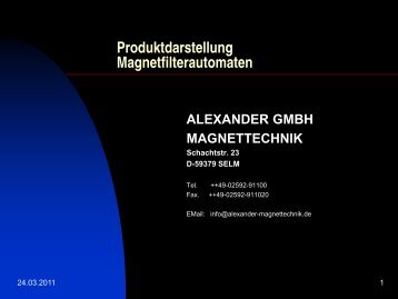 (Neodym=NdFeB) ausgerüstet werden - Alexander Magnettechnik