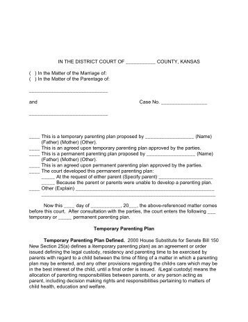 Parenting Plan Form - Kansas Judicial Branch