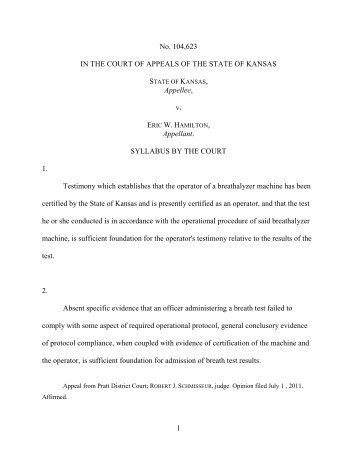 Kansas Court of Appeals - 104623 â State v. Hamilton