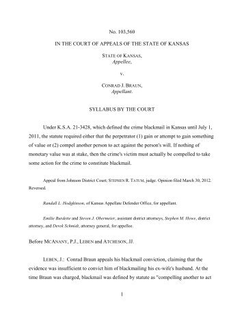 Kansas Court of Appeals - 103560 â State v. Braun