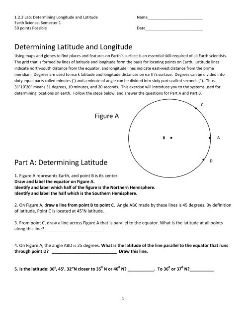 Determining Latitude And Longitude Part A Determining Latitude Determining Latitude And Longitude Part A Determining Latitude