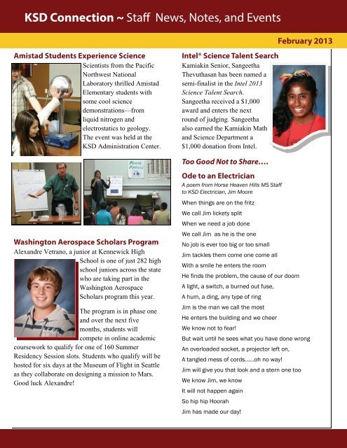 February Staff Newsletter - Kennewick School District