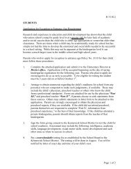 Application for Exception to Entrance Age Requirement - Kennewick ...