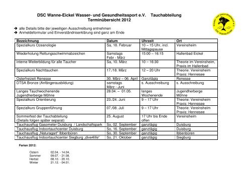 Dsc Wanne Eickel Wasser Und Gesundheitssport E V