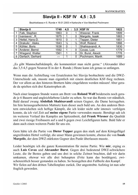 Greifer 1/2003 - Karlsruher Schachfreunde 1853 e.V.