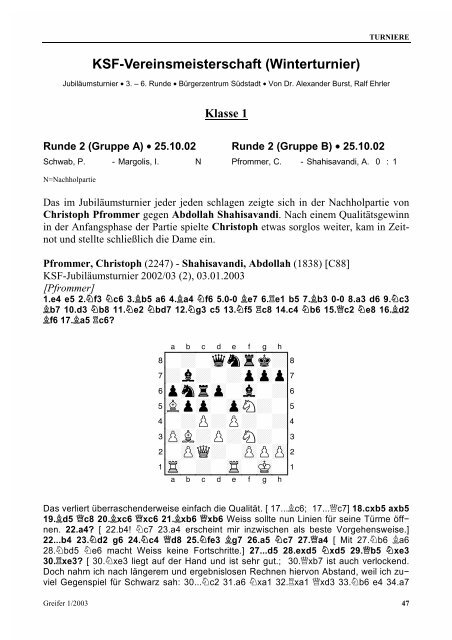 Greifer 1/2003 - Karlsruher Schachfreunde 1853 e.V.