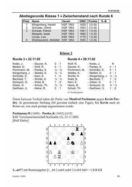 Greifer 1/2003 - Karlsruher Schachfreunde 1853 e.V.