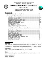 2012 Class 4A State Boys Tennis Results - kshsaa