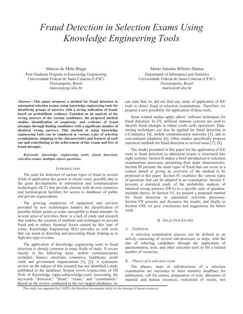 Fraud Detection in Selection Exams Using Knowledge Engineering ...