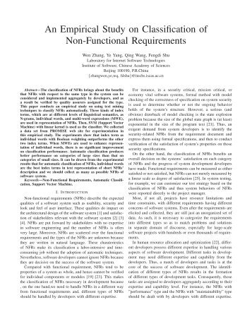 An Empirical Study on Classification of Non-Functional Requirements