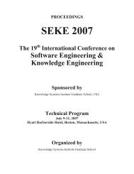 SEKE 2007 Proceedings - Knowledge Systems Institute