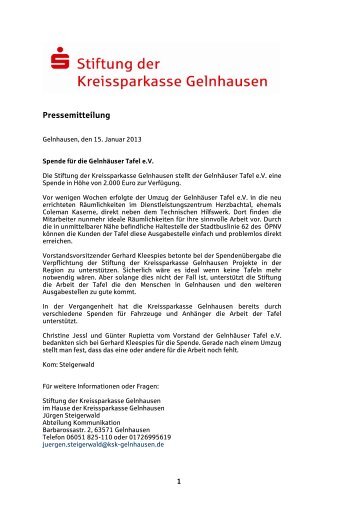 Pressemitteilung - Kreissparkasse Gelnhausen