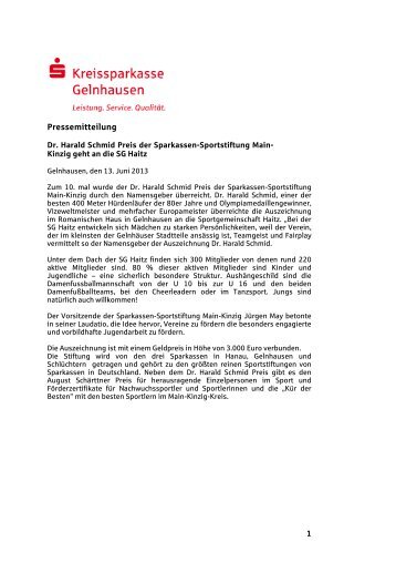 Pressemitteilung - Kreissparkasse Gelnhausen