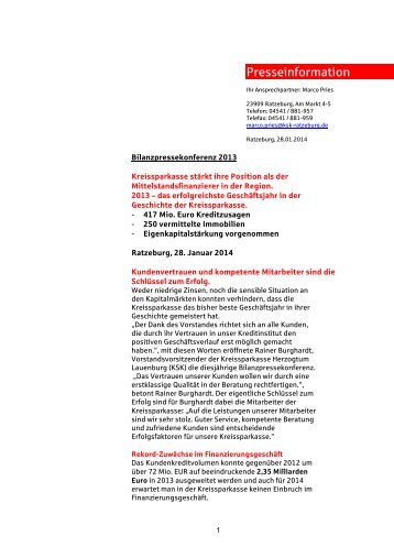 Presseinformation - Kreissparkasse Herzogtum Lauenburg