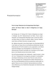 Presseinformation | 205. Matinee-Konzert - Kreissparkasse Reutlingen