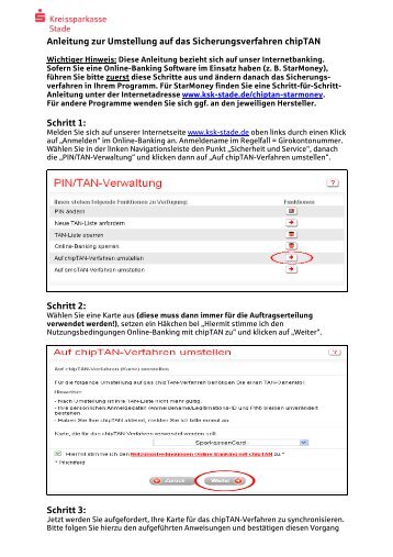 Anleitung zur Umstellung auf das Sicherungsverfahren chipTAN ...