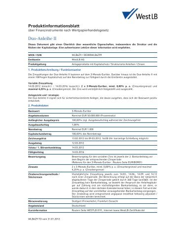 Produktinformationsblatt Duo-Anleihe II