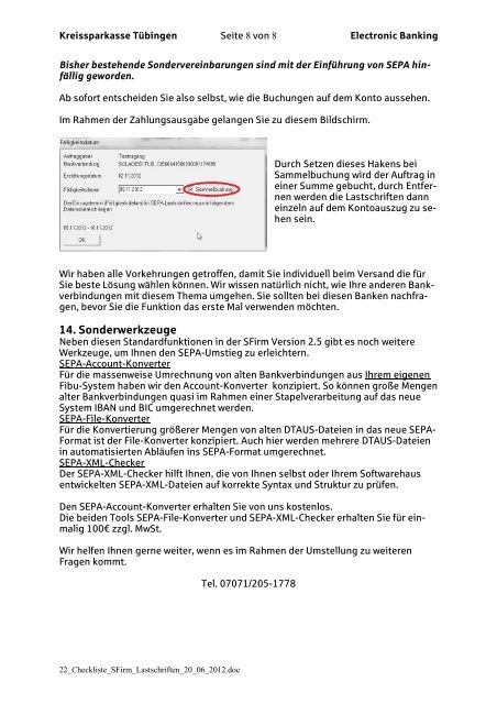 Umsetzung SEPA-Lastschriften in SFirm