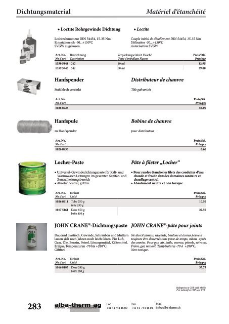 Brenner Spezialwerkzeug Outils spéciaux pour brûleur - alba-therm ag