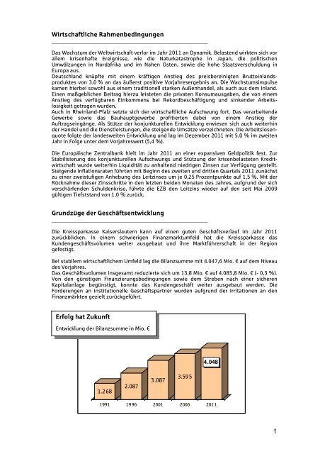 GeschÃ¤ftsbericht - Kreissparkasse Kaiserslautern