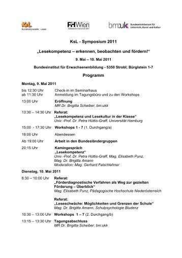 Programm zum Downloaden als pdf - Koordinationsstelle: Lesen