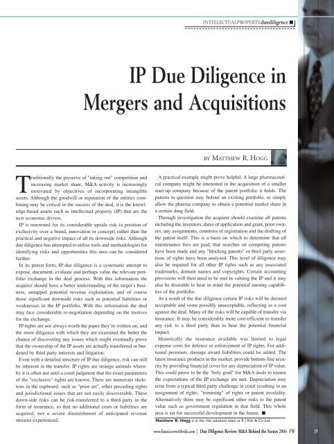 Due Diligence Review: M&A Behind the Scenes - King & Spalding