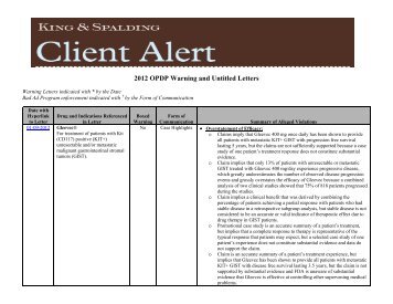 Client Alert: 2012 OPDP Warning and Untitled Letters