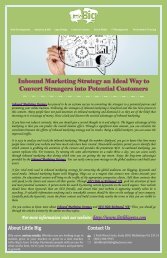 Inbound Marketing Strategy an Ideal Way to Convert Strangers into Potential Customers