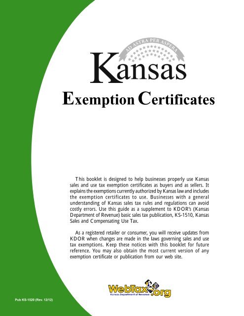 Kansas Sales Tax Exemption Certificate Expiration Kansas Sales Tax Exemption Certificate Expiration