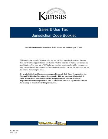 Pub. KS-1700 Sales & Use Tax Jurisdiction Code Booklet - Kansas ...