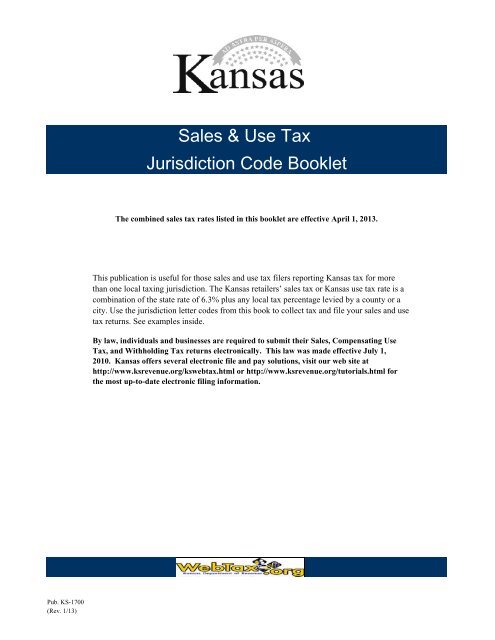 Kansas State Sales Tax Chart