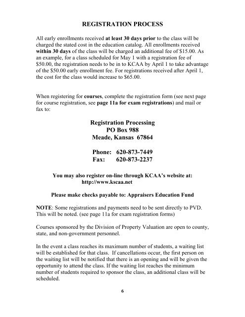 KCAA/PVD Course Registration Form - Kansas Department of ...