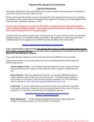 Payment Plan Request for INDIVIDUAL INCOME - Kansas ...