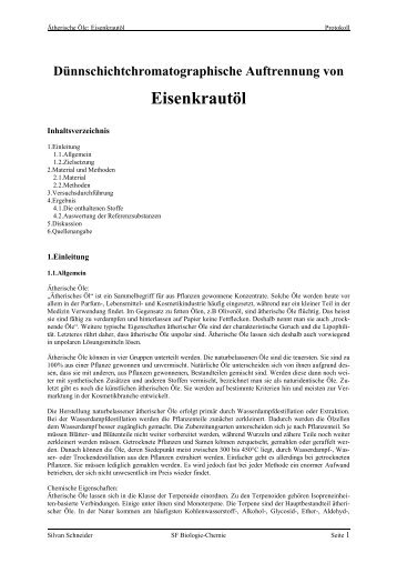 Protokoll Ã¼ber die Chromatographie von Ãtherische