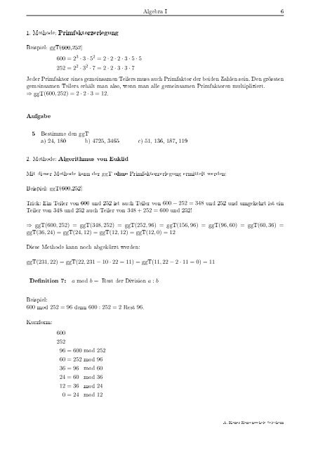 ALGEBRA Grundlagen - Kantonsschule Solothurn