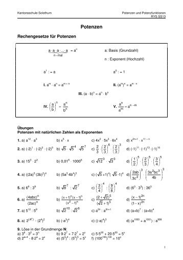 Potenzen - Kantonsschule Solothurn