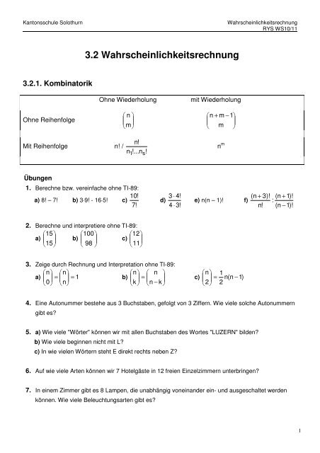 3 2 Wahrscheinlichkeitsrechnung Kantonsschule Solothurn