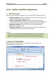 Excel - Zahlen, Tabellen, Diagramme - Kantonsschule Solothurn