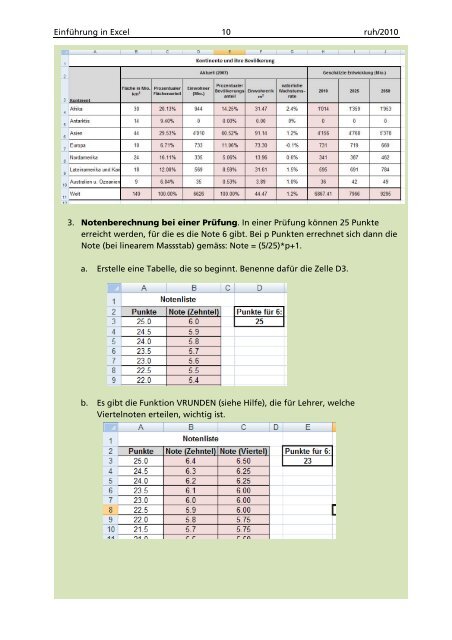 Excel - Zahlen, Tabellen, Diagramme - Kantonsschule Solothurn