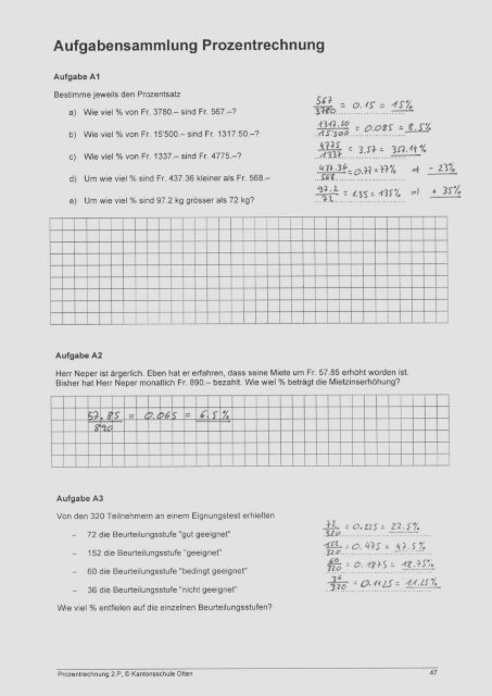 Aufgabensammlung Prozentrechnung