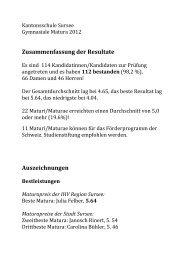 Zusammenfassung der Resultate Auszeichnungen - Kantonsschule ...