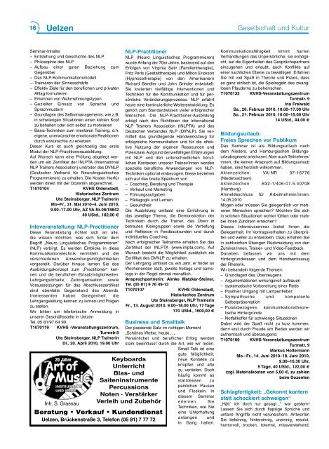 Programm 1/2010 - Kreisvolkshochschule Uelzen/Lüchow ...