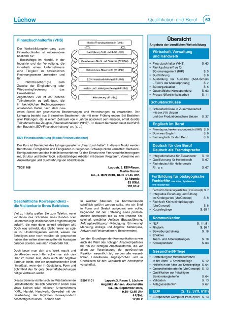 Programm 1/2010 - Kreisvolkshochschule Uelzen/Lüchow ...