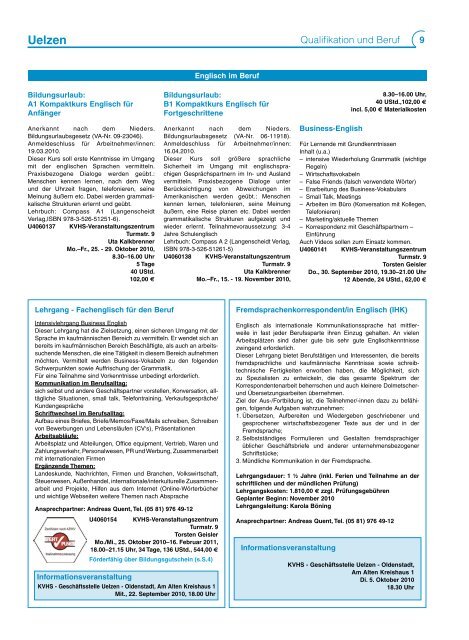 Programm 2/2010 - Kreisvolkshochschule Uelzen/Lüchow ...